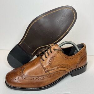 Nunn Bush Nelson Wing Tipped Oxfords Size 8 Wide 84525-221 Brown Barely Worn! LN
